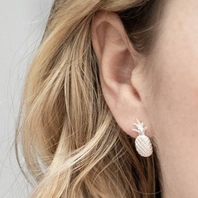 MW12 Sterling Silver Pineapple Studs Model shot