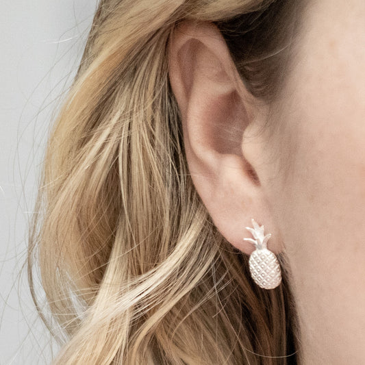 MW12 Sterling Silver Pineapple Studs Model shot