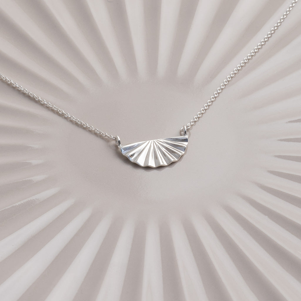Sterling Silver Fan Necklace