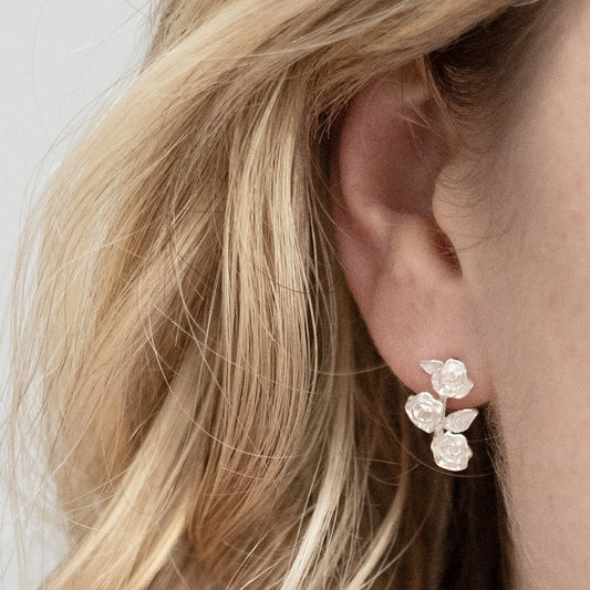 MW10 Sterling Silver Triple Rose Studs Model