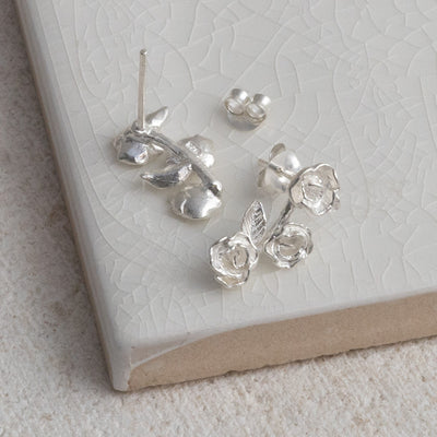 MW10 Sterling Silver Triple Rose Studs 2