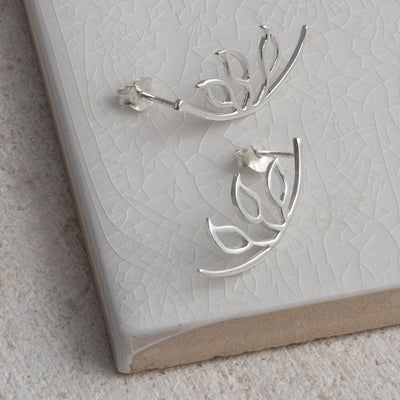 MW11 Sterling Silver Leaf Silhouette Studs 2