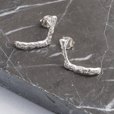 MK822 Sterling Silver Molten Studs 2