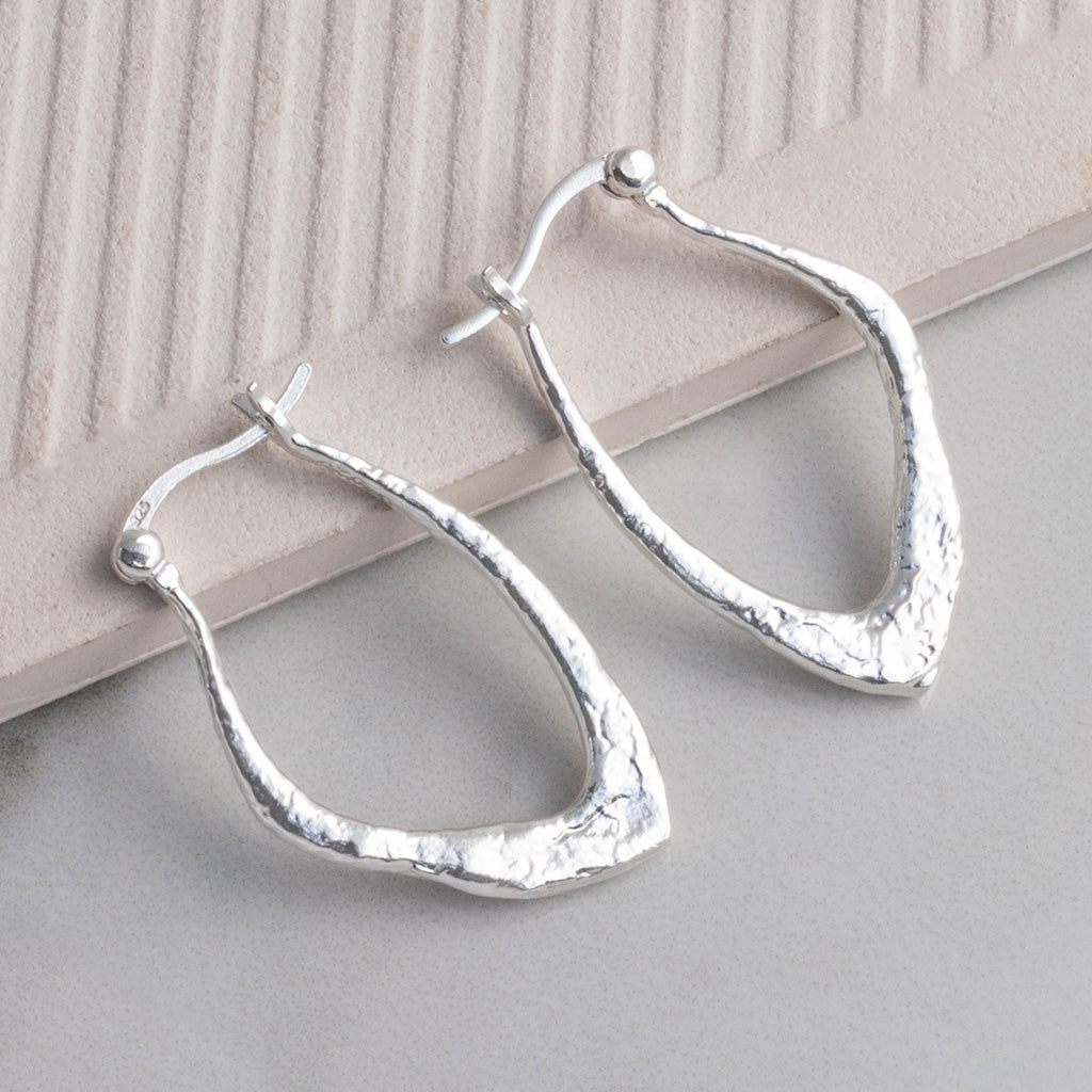 Sterling Silver Molten Hoops