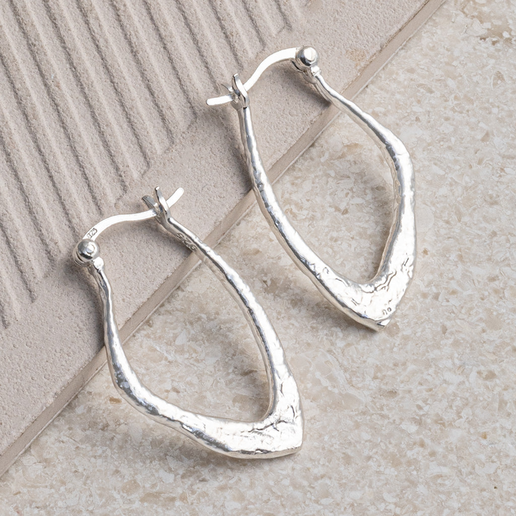 Sterling Silver Molten Hoops