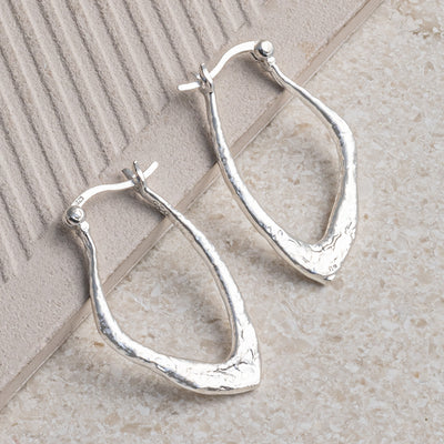 ML714 Sterling Silver Molten Hoops 1