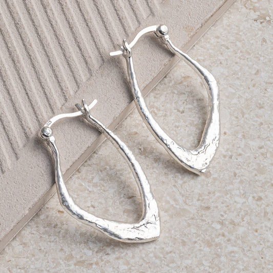ML714 Sterling Silver Molten Hoops 1