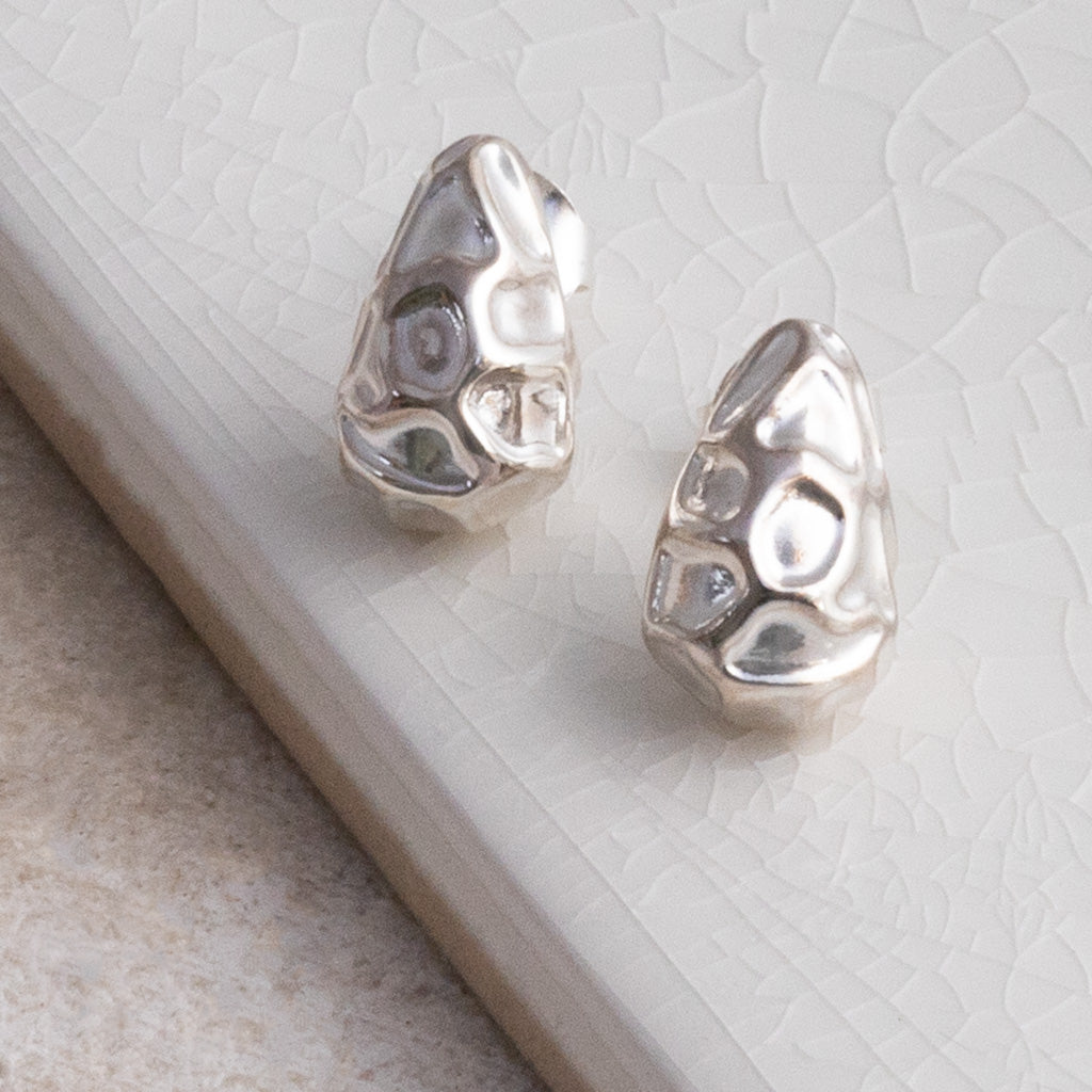 Sterling Silver Molten Drop Studs