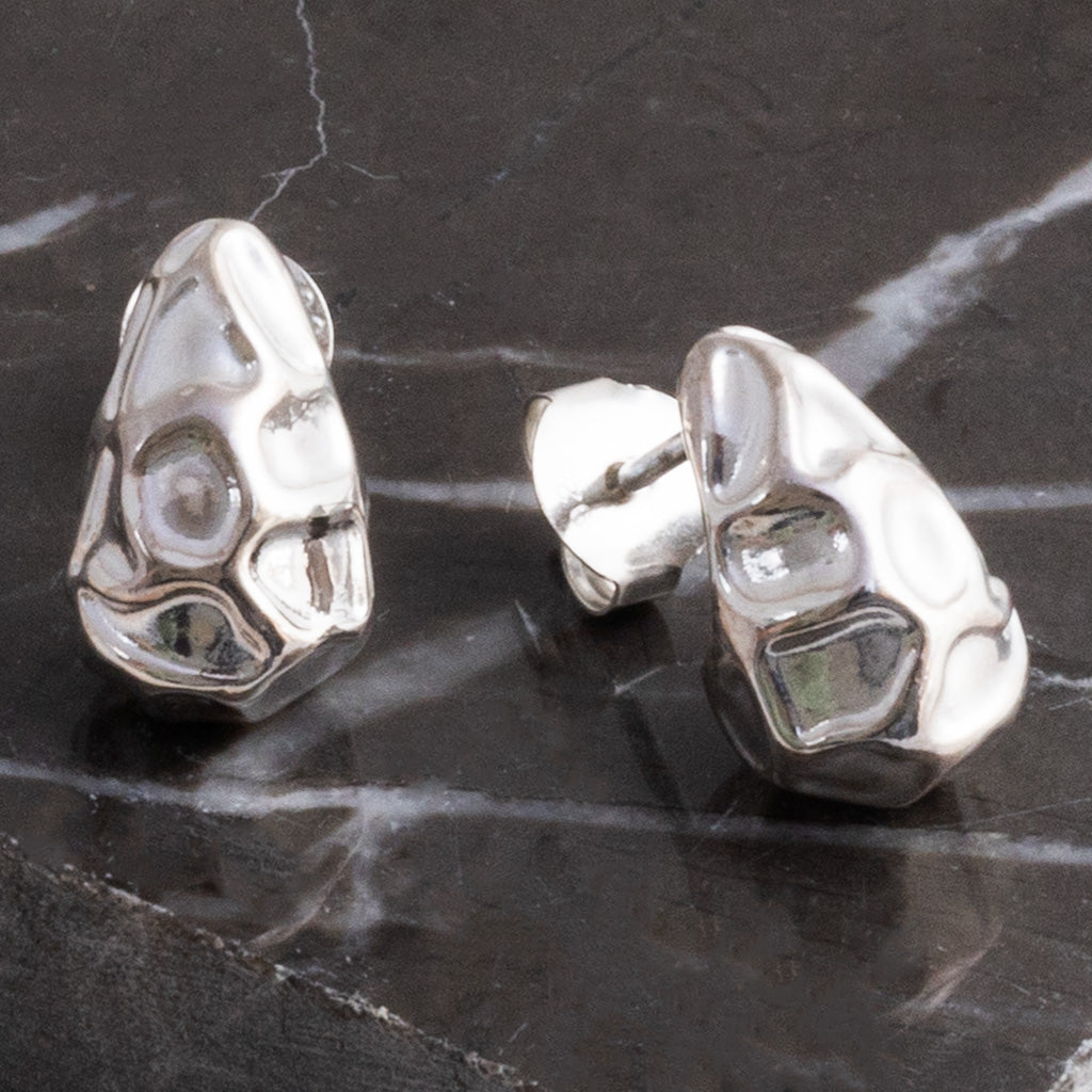 Sterling Silver Molten Drop Studs