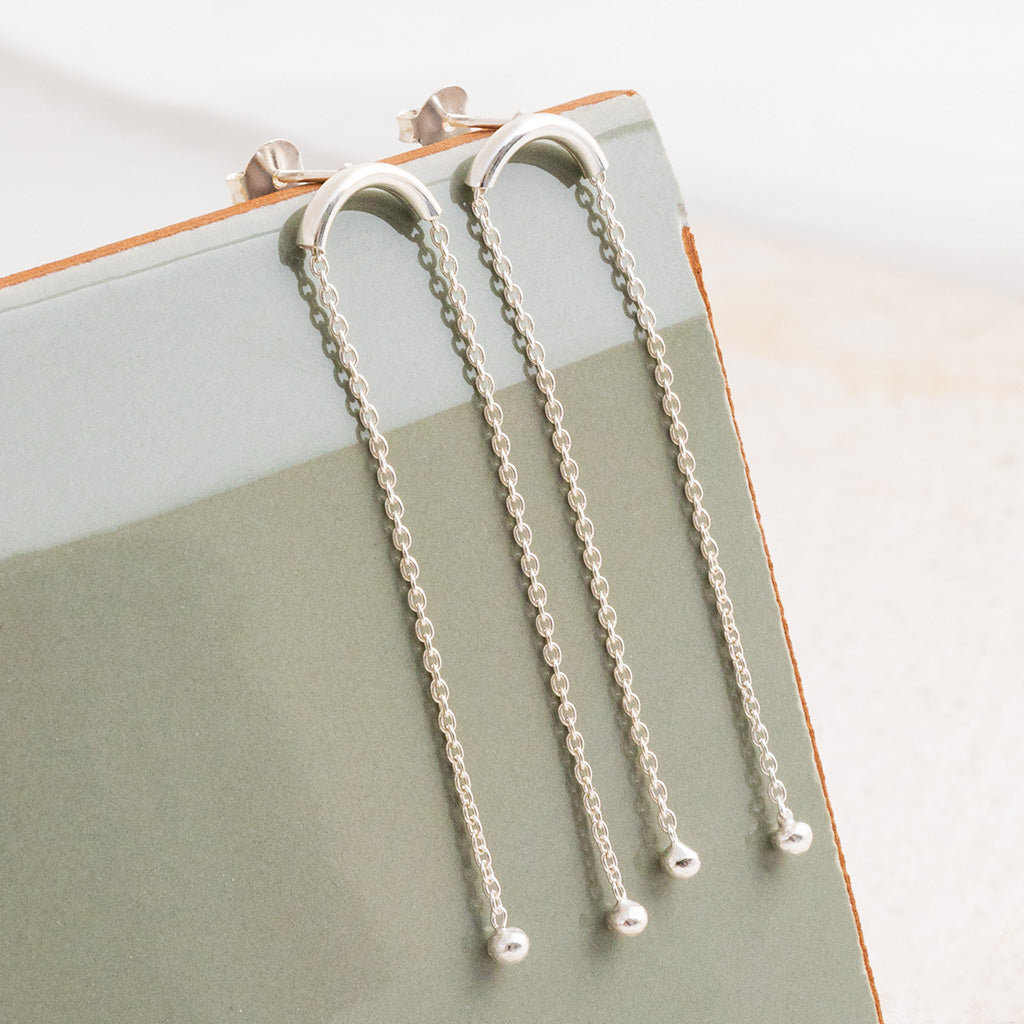 Sterling Silver Curved Bar Studs