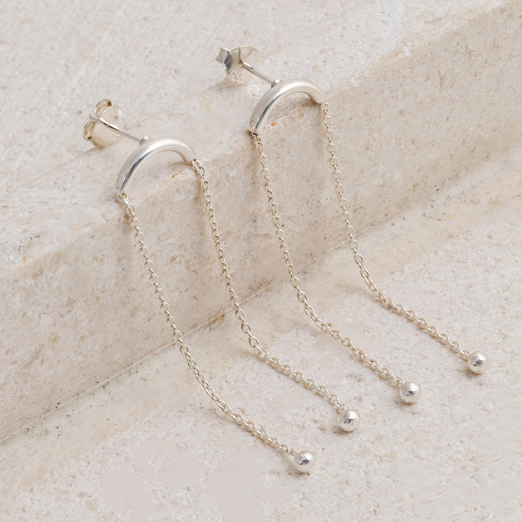 Sterling Silver Curved Bar Studs