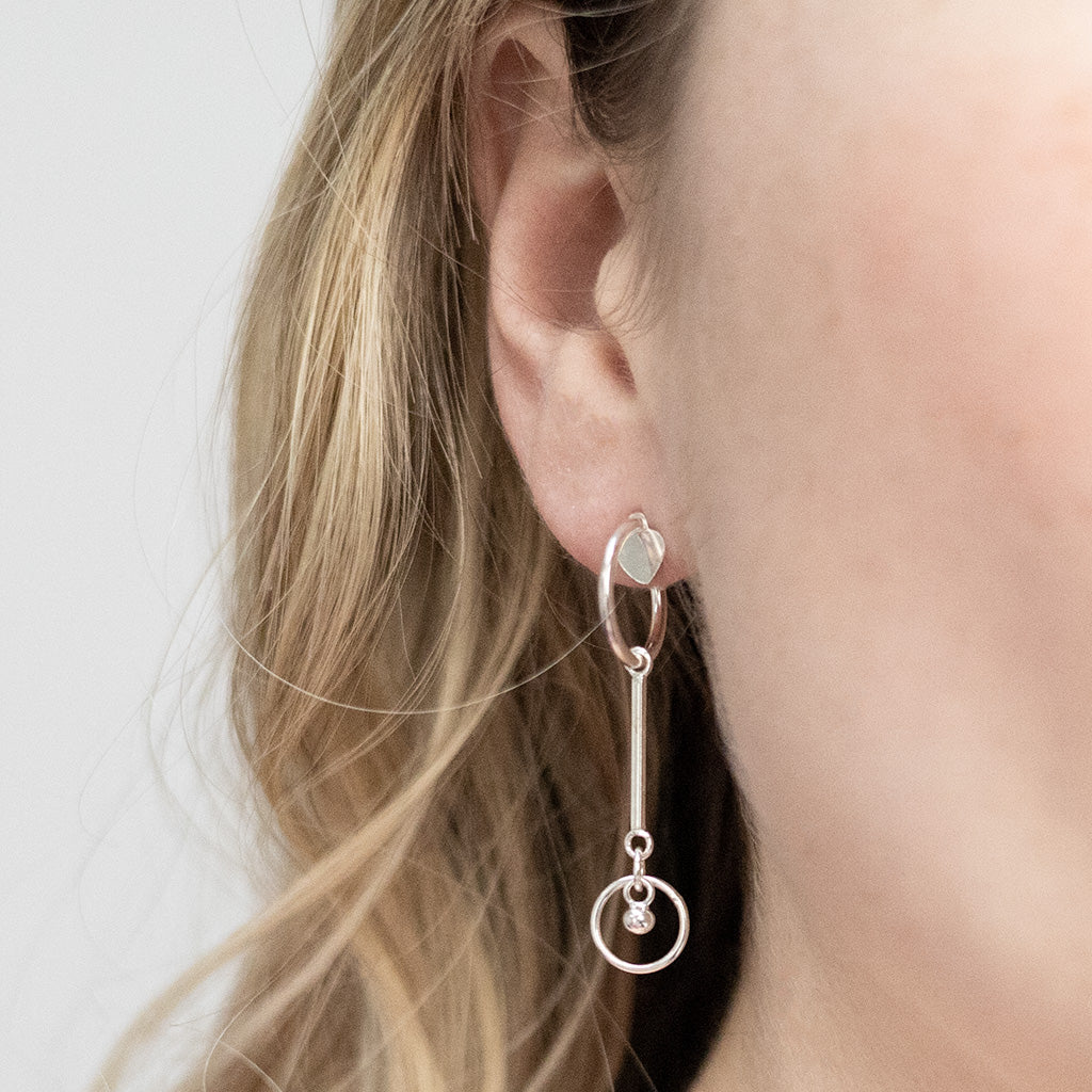 Sterling Silver Heart and Bar Studs