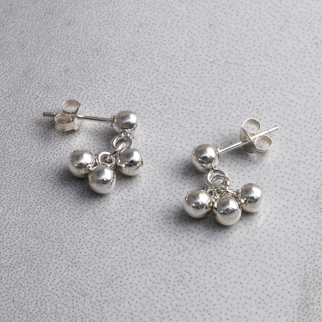 Sterling Silver Ball Bell Dangly Studs