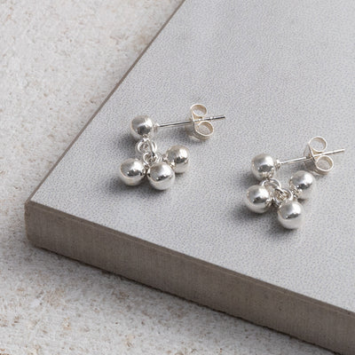 MK832 Sterling Silver Ball Bell Dangly Studs 1