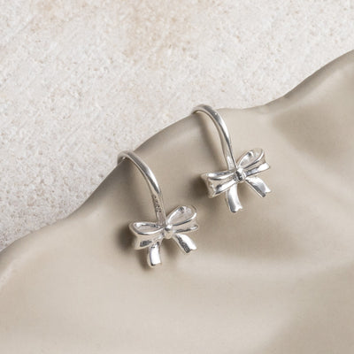 ML702 Sterling Silver Bow Drop Earrings 1