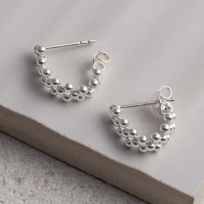 ML716 Sterling Silver Triple Swinging Bead Studs 2