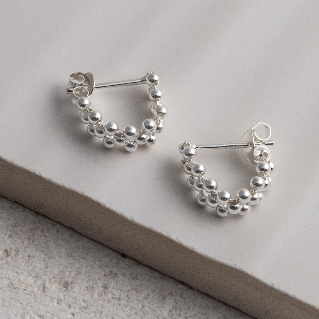 Sterling Silver Triple Swinging Bead Studs
