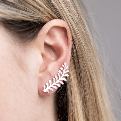 MW03 Sterling Silver Vine Ear Climber Model Shot 2