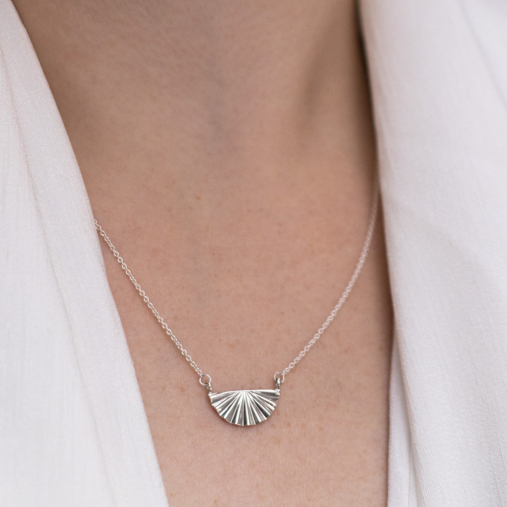 Sterling Silver Fan Necklace