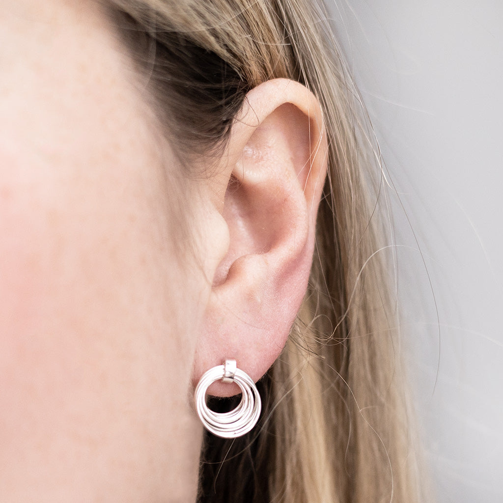 Sterling Silver Layered Hoops Studs