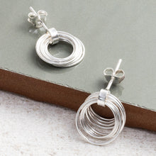 MK819 Sterling Silver Layered Hoops Studs 1