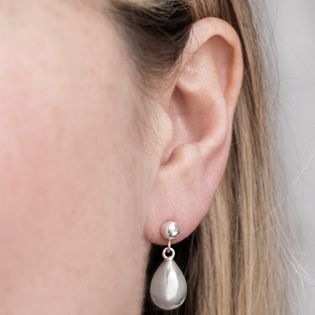 Sterling Silver Rain Drop Studs