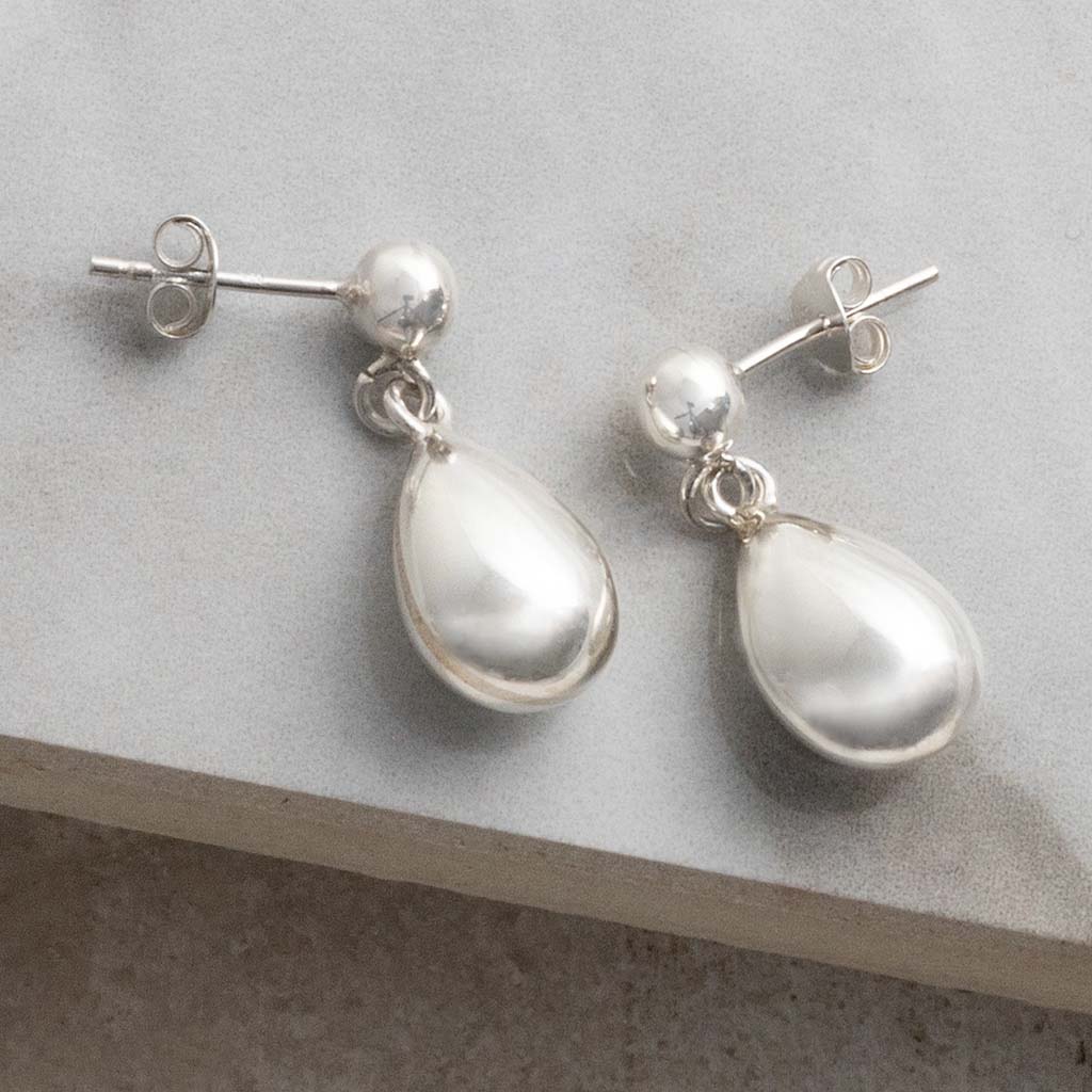 Sterling Silver Rain Drop Studs