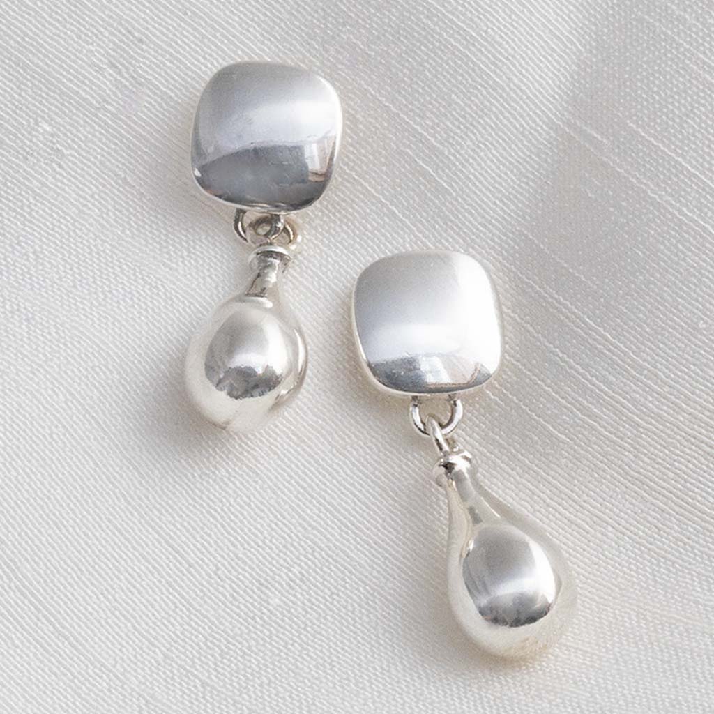 Sterling Silver Rain Droplet Studs