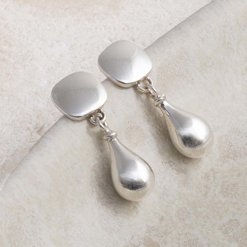Sterling Silver Rain Droplet Studs