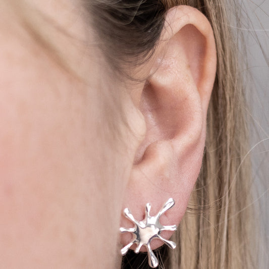 MW05 Sterling Silver Splat Studs Model Shot