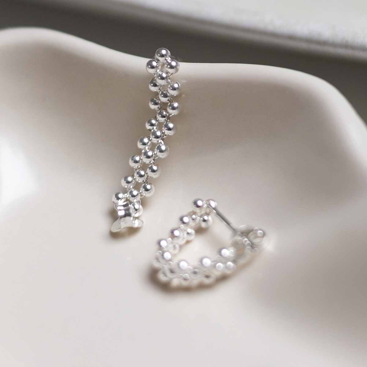 Sterling Silver Triple Swinging Bead Studs