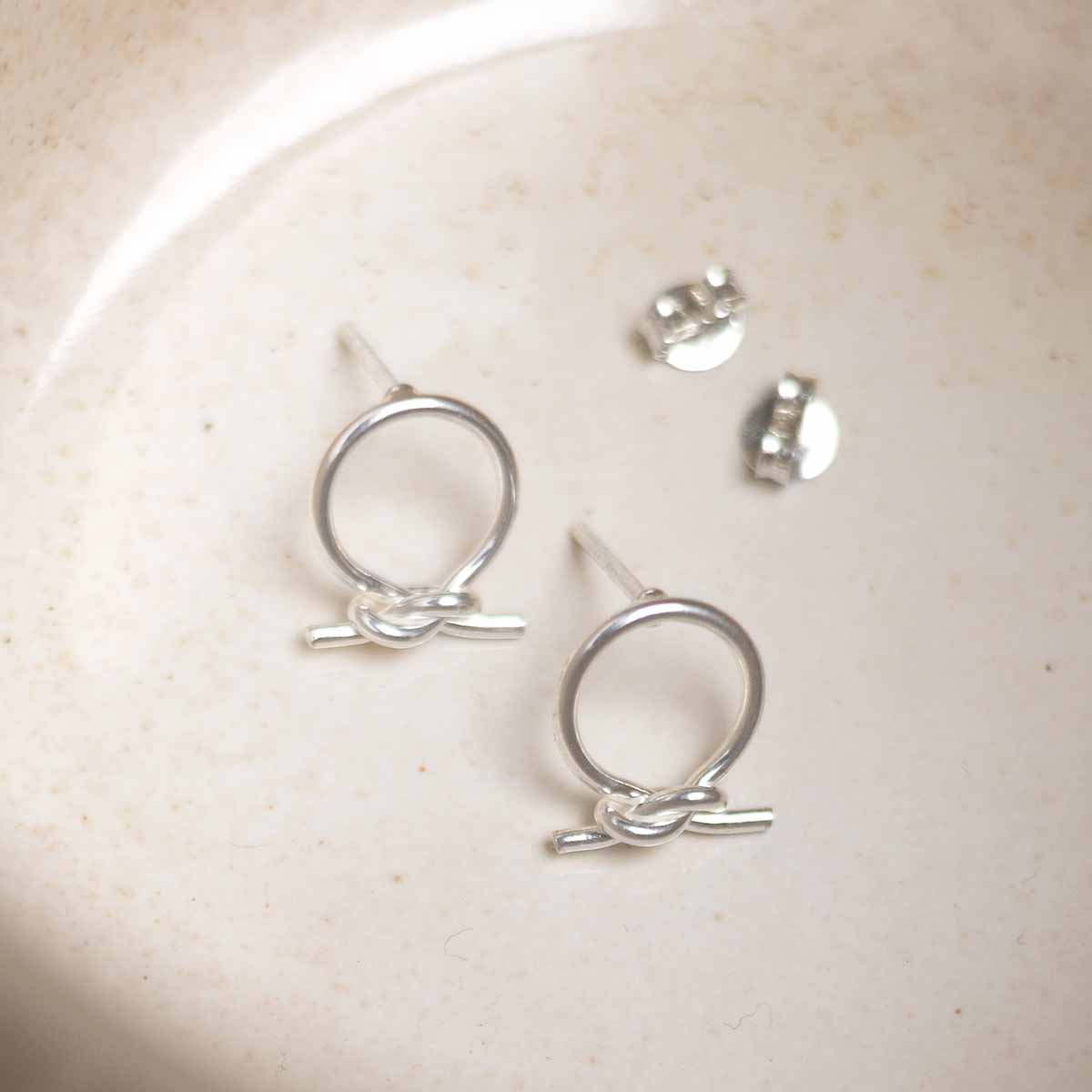 Sterling Silver Circle Knot Studs
