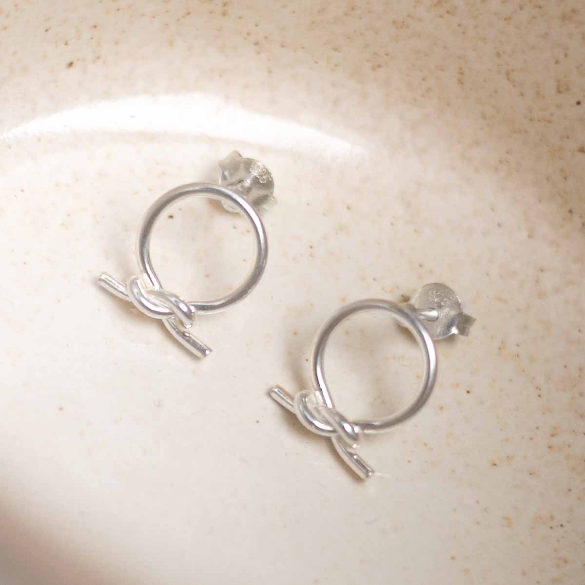 Sterling Silver Circle Knot Studs