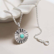 ML723t_Sterling Silver Turquoise Sun Disc Necklace_2