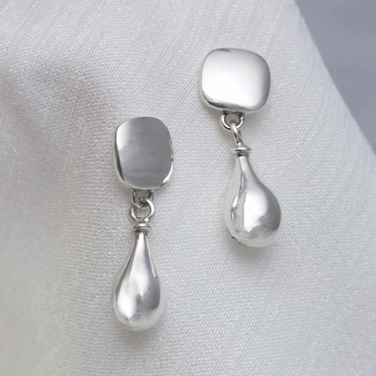 Sterling Silver Rain Droplet Studs