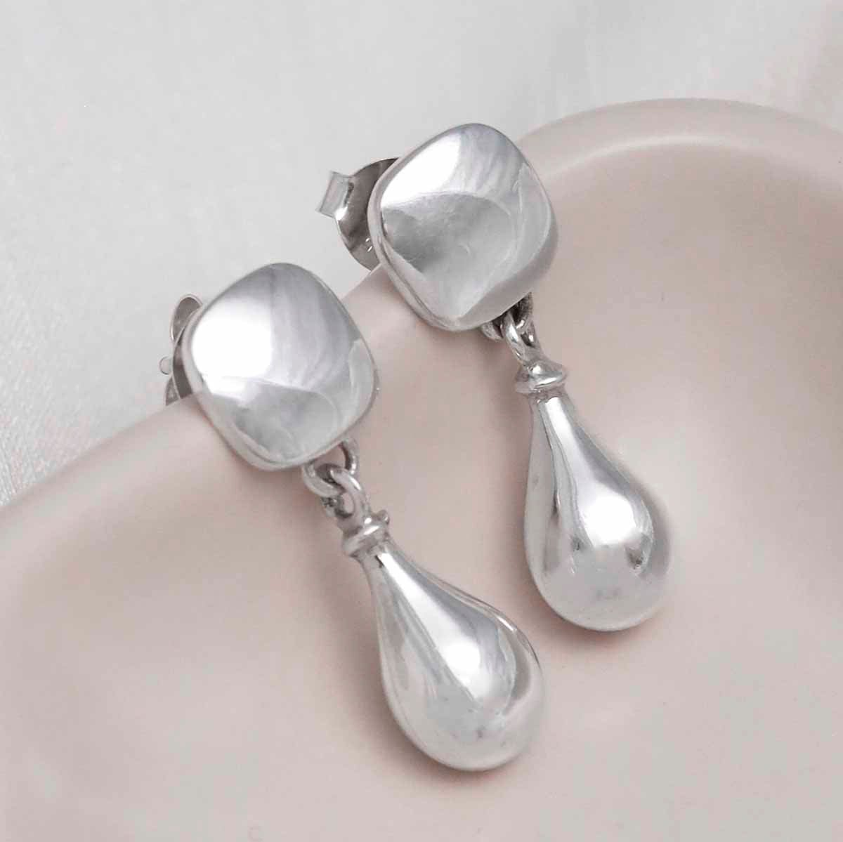 Sterling Silver Rain Droplet Studs