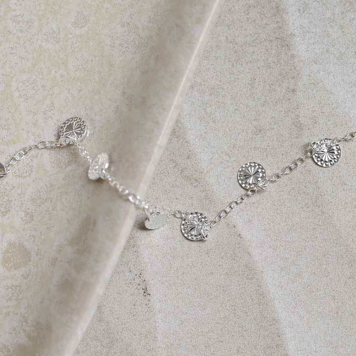 Sterling Silver Diamond Disc Bracelet