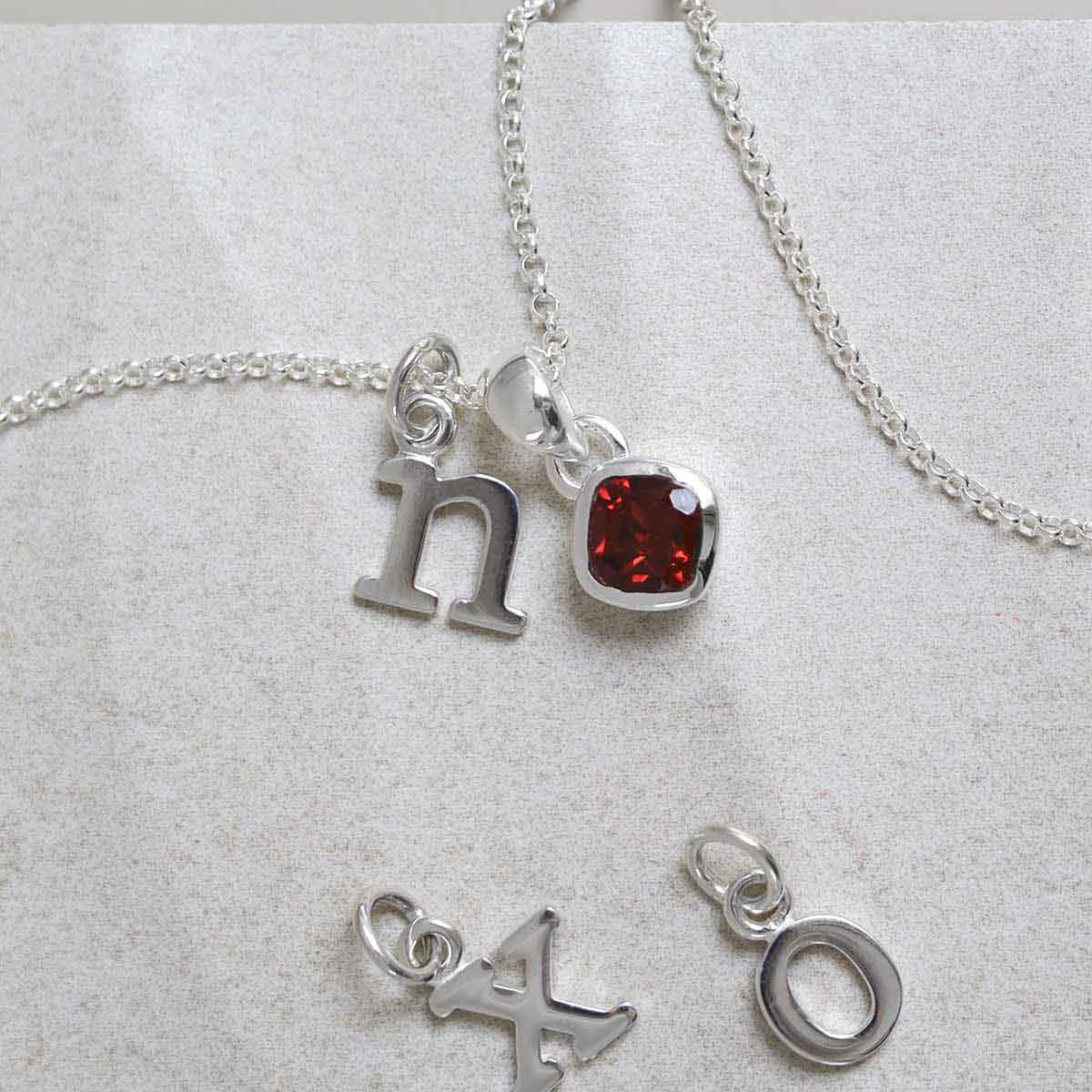Sterling Silver Garnet Birthstone Necklace - January