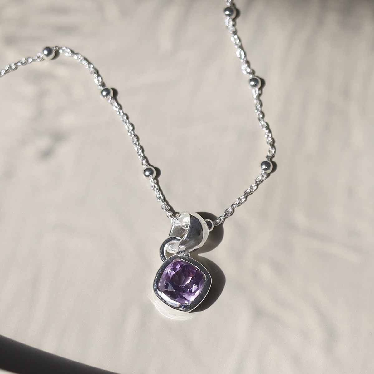 Sterling Silver Amethyst Birthstone Necklace - February