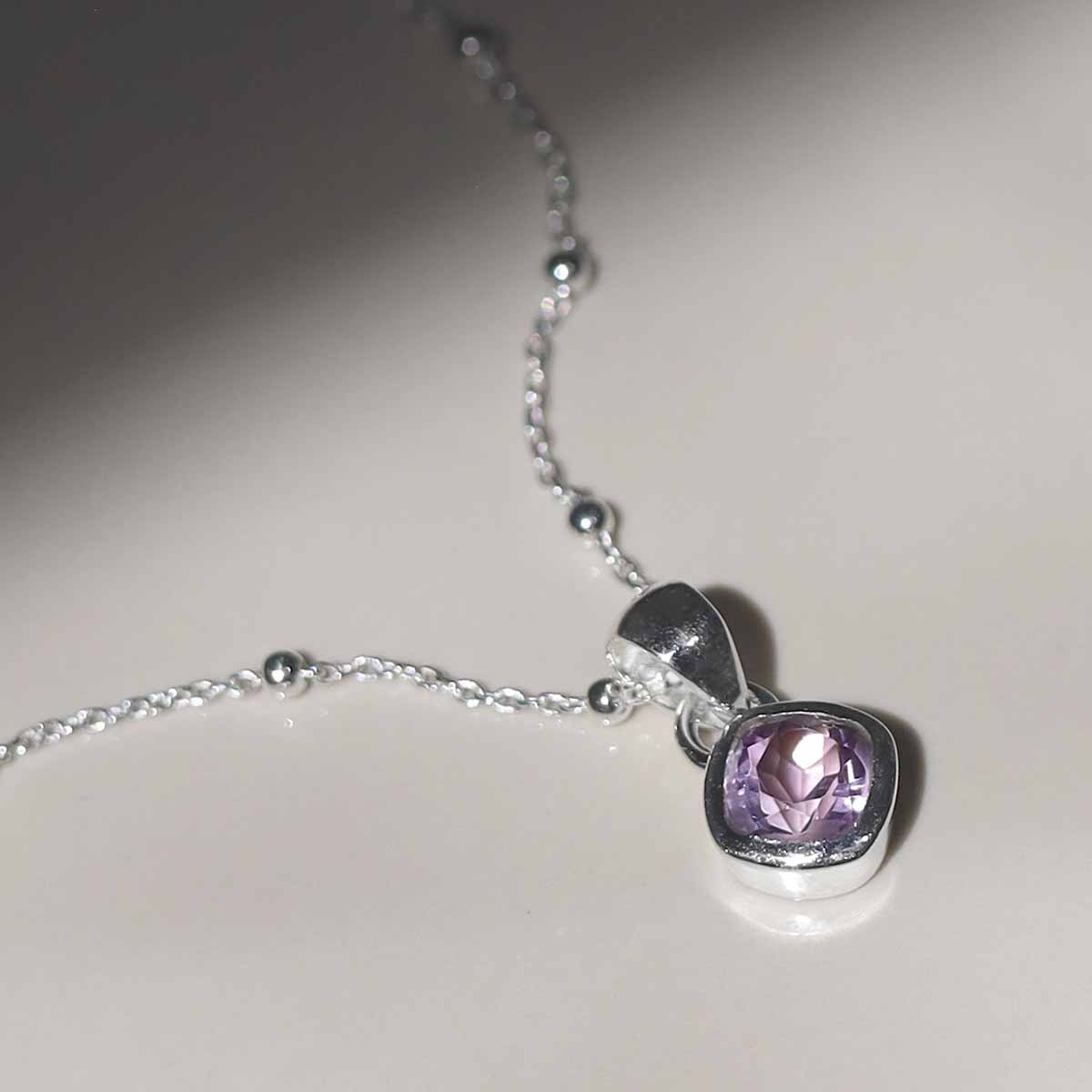 Sterling Silver Amethyst Birthstone Necklace - February