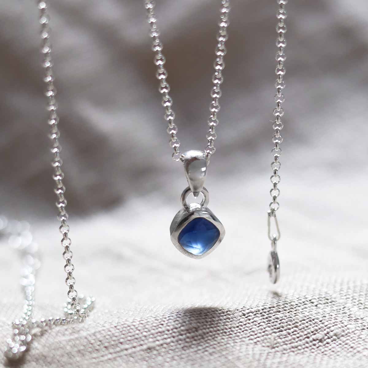 Sterling Silver Iolite Birthstone Necklace - March