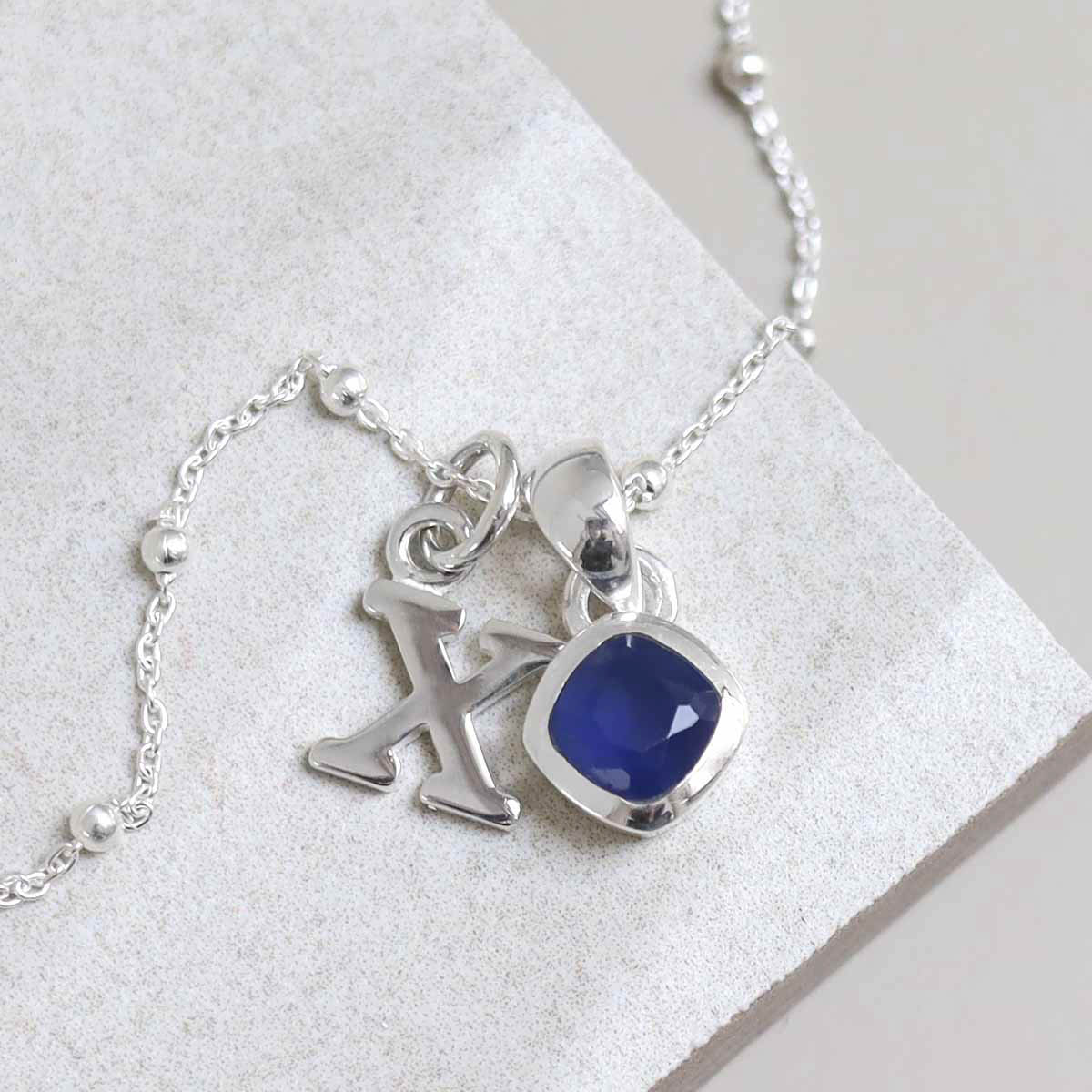 Sterling Silver Iolite Birthstone Necklace - March