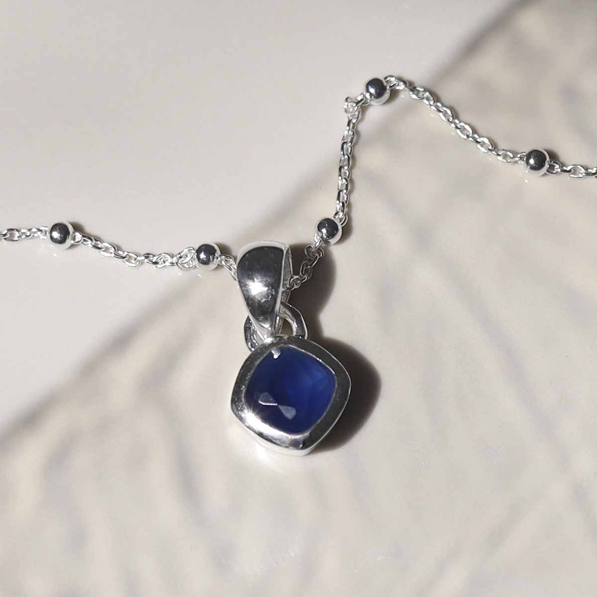 Sterling Silver Iolite Birthstone Necklace - March