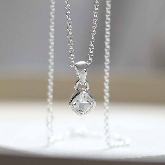 MW04_Sterling Silver Clear Quartz Birthstone Necklace (April)_belcher_2