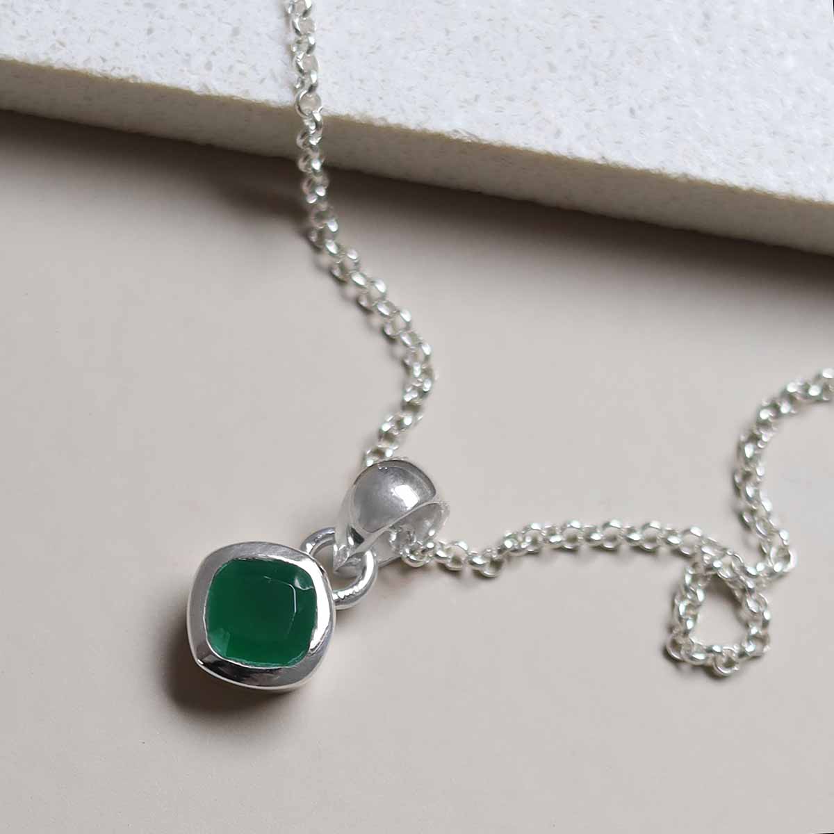 Sterling Silver Emerald Birthstone Necklace - May