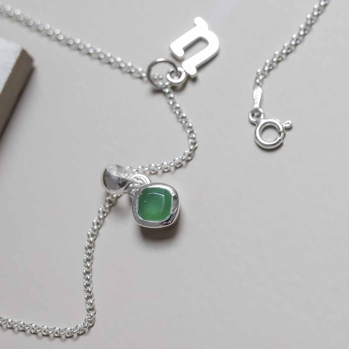 Sterling Silver Emerald Birthstone Necklace - May