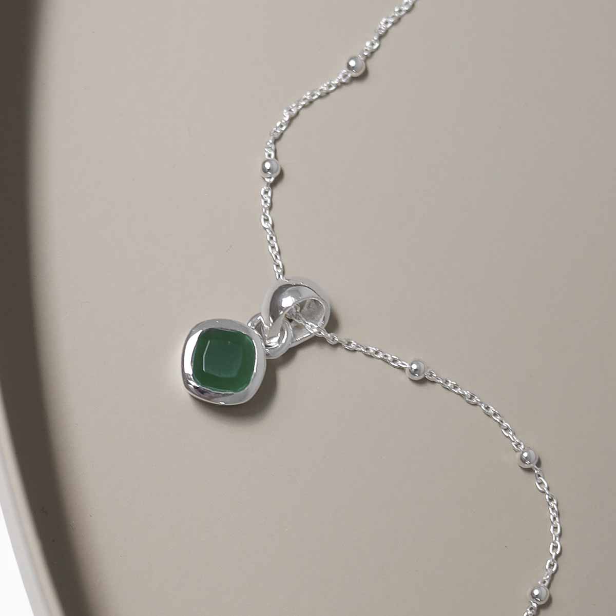 Sterling Silver Emerald Birthstone Necklace - May