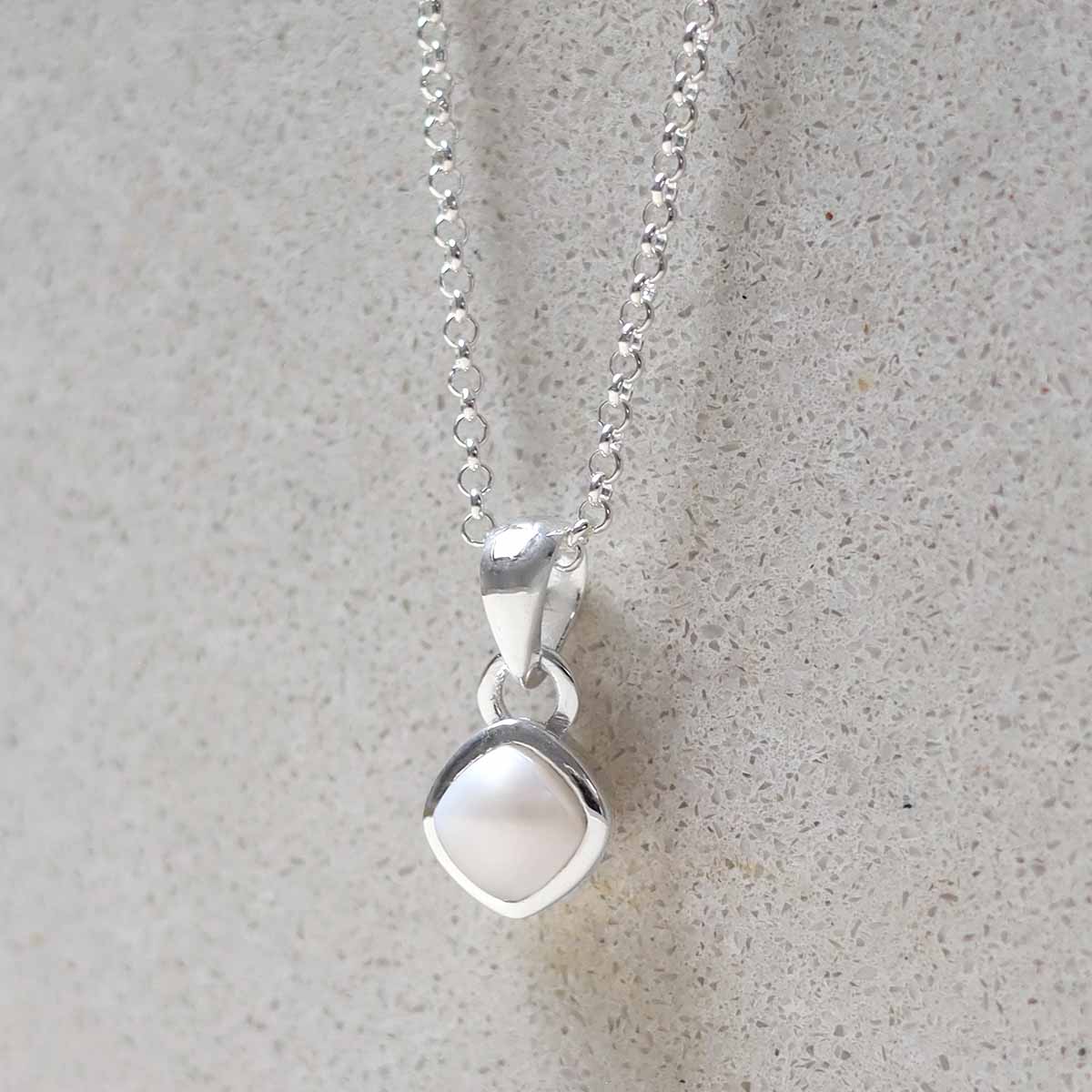 Sterling Silver Pearl Birthstone Necklace - June