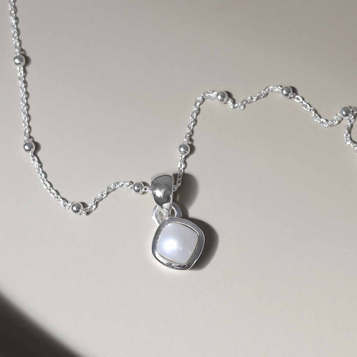 Sterling Silver Pearl Birthstone Necklace - June