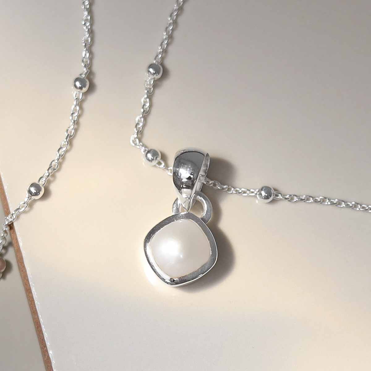 Sterling Silver Pearl Birthstone Necklace - June